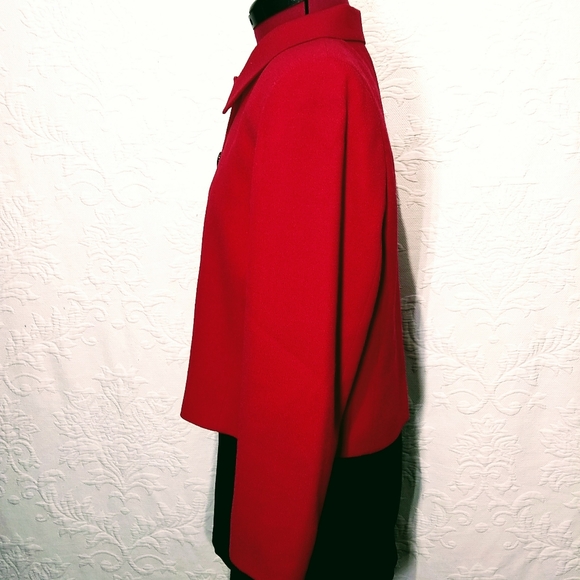 Pendleton Red 80s 90s y2k Wool Button Up Cropped Blazer Jacket Size 10 - Picture 9 of 12